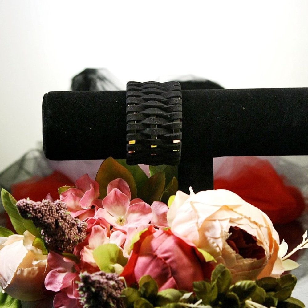 Victoria's Secret Black Woven Gold Cuff Bracelet